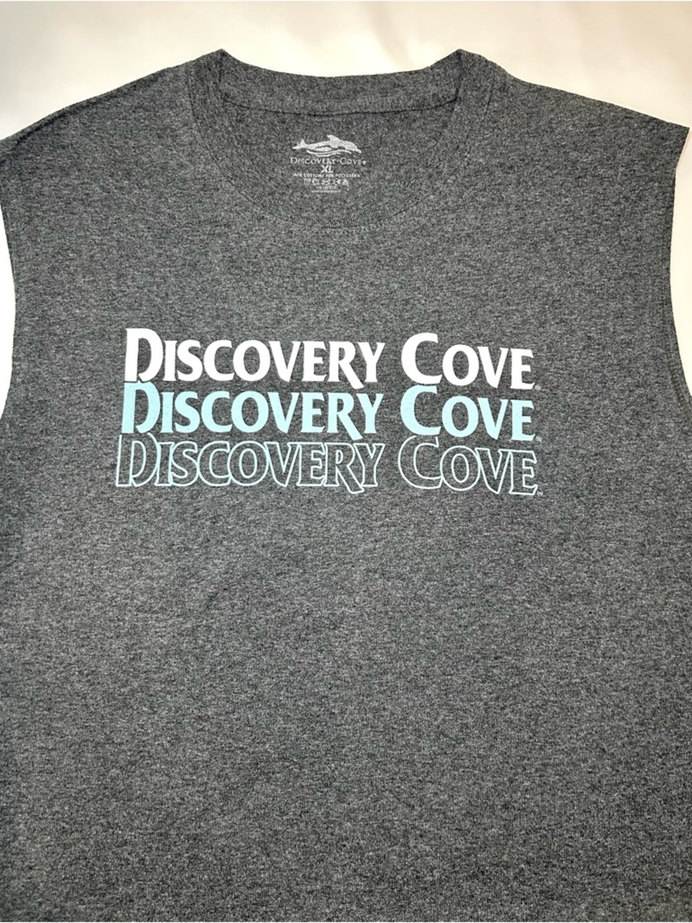 Discovery Cove Gray Sleeveless Tee - Logo on Front XL NWOT